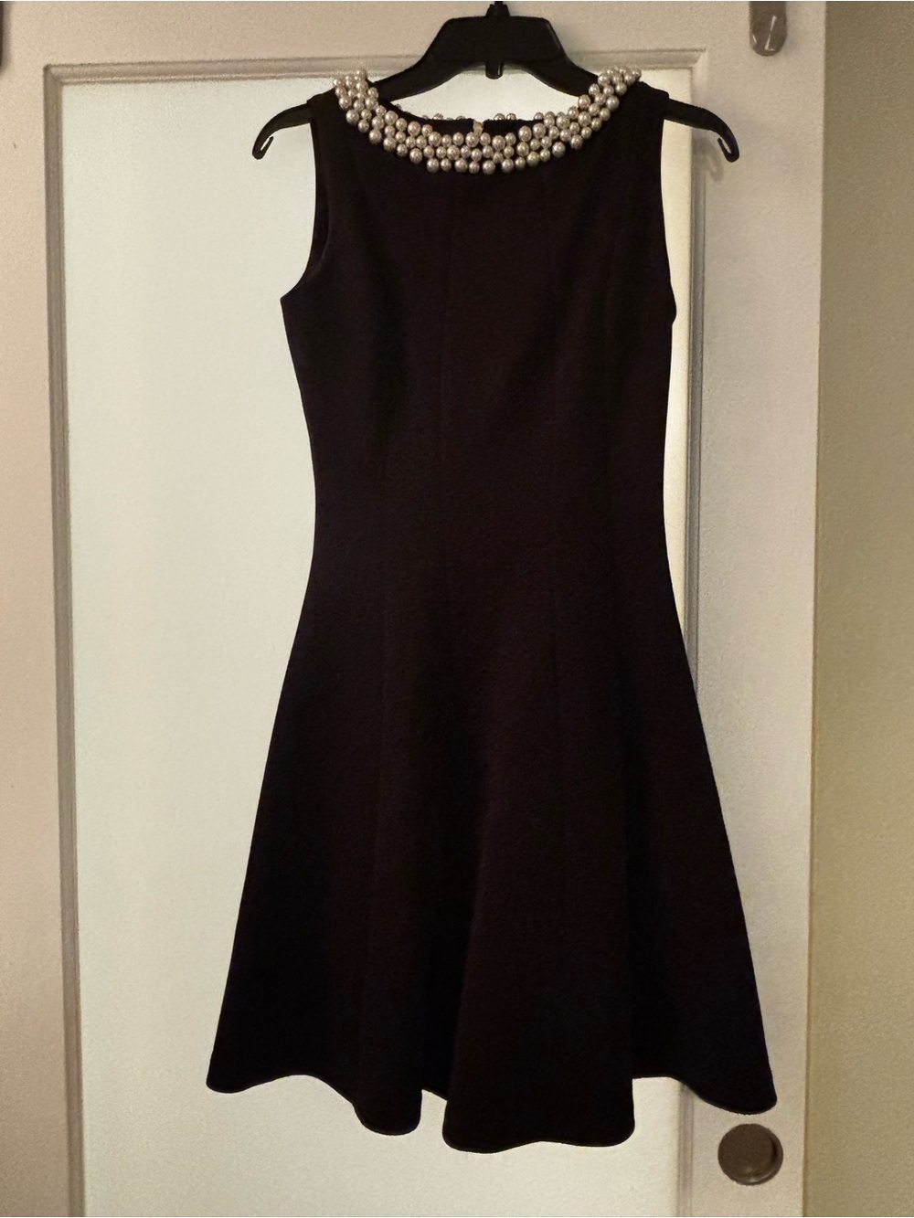 Karl Lagerfeld Black Sleeveless Dress with Pearl Collar